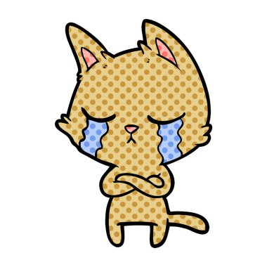 ağlayan karikatür kedi katlanmış silah ile