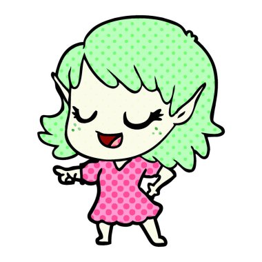 mutlu karikatür elf kızı