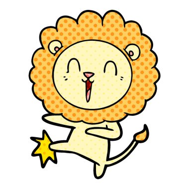 Aslan karikatür gülen vektör çizim