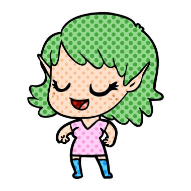 mutlu karikatür elf kızı