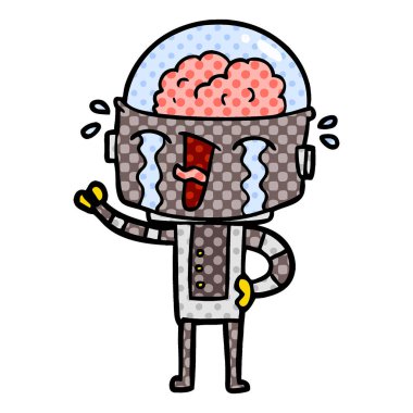 vektör çizim robot ağlıyor çizgi film