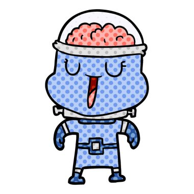 mutlu karikatür robot vektör çizim