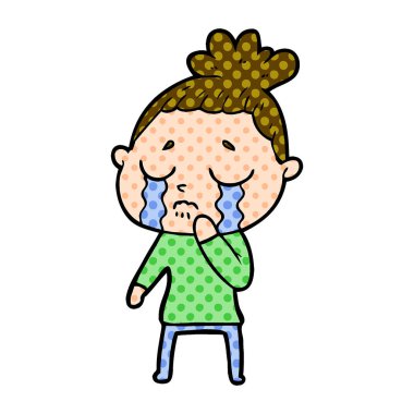 vektör çizim karikatür ağlayan kadın