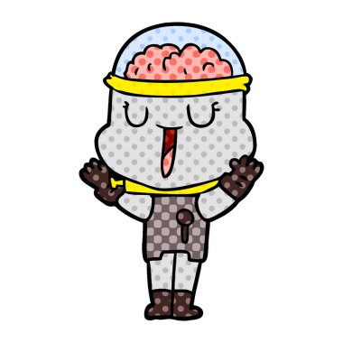 mutlu karikatür robot vektör çizim