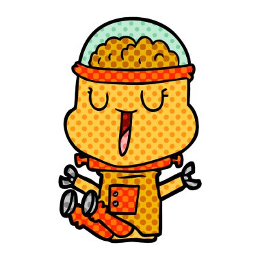 mutlu karikatür robot vektör çizim