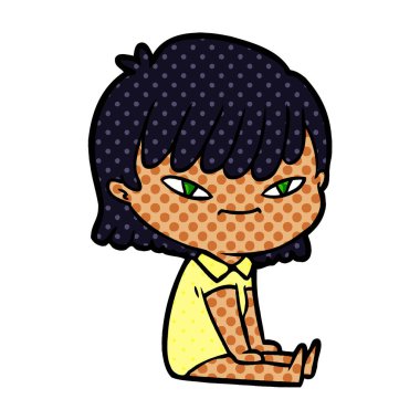 Çizgi filmdeki kadının vektör çizimi