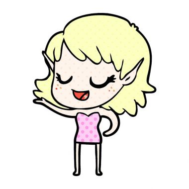 mutlu karikatür elf kızı