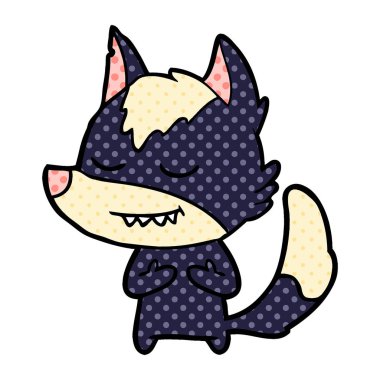 vektör çizim dostu karikatür kurt