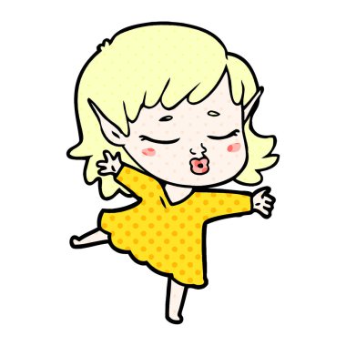 dans güzel karikatür elf kızı