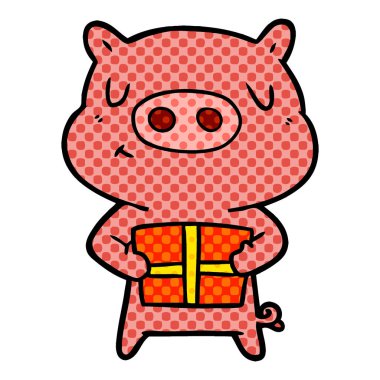 vektör çizim karikatür Noel domuz