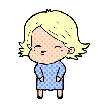 Çizgi filmdeki kadının vektör çizimi