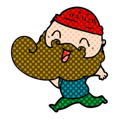 mutlu sakallı adam vektör çizim