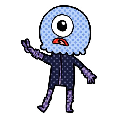 Tepegöz'ü uzaylı uzaylı barış işareti veren çizgi film