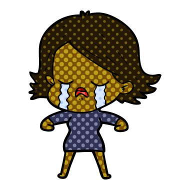 vektör çizim karikatür kız ağlıyor