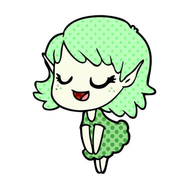 mutlu karikatür elf kızı