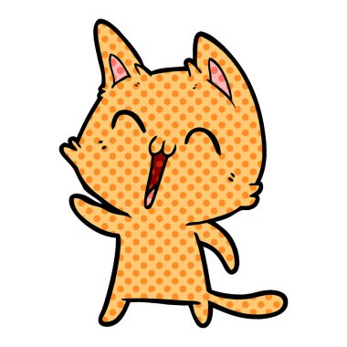 vektör çizim karikatür mutlu kedi