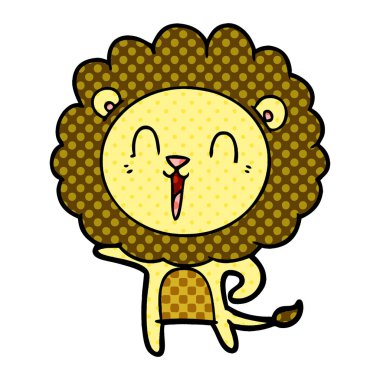 Aslan karikatür gülen vektör çizim
