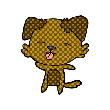 Çizgi filmdeki köpek dilini çıkartıyor.