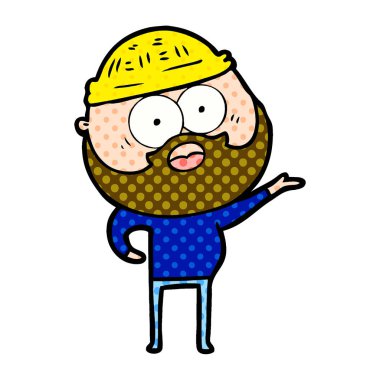 şaşırmış sakallı adam çizgi film