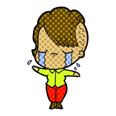 Ağlayan kızın vektör çizimi