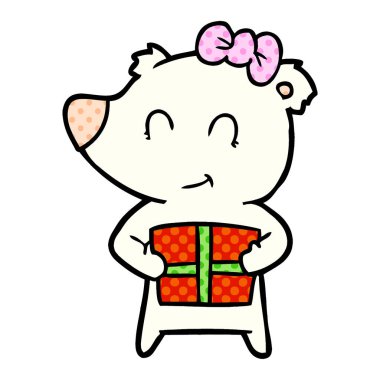 Noel hediyesi ile dişi kutup ayısı