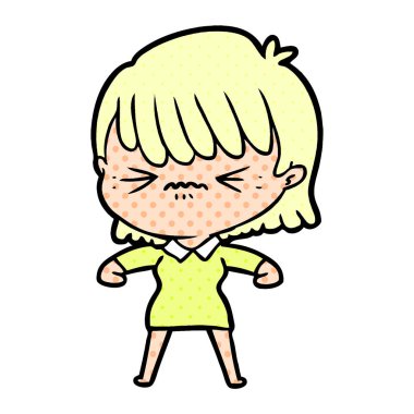 rahatsız çizgi film kız vektör çizim