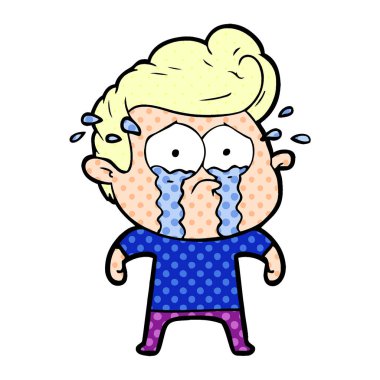 adam ağlıyor çizgi film vektör çizim