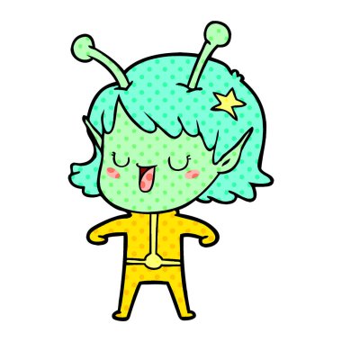 mutlu uzaylı kız çizgi film