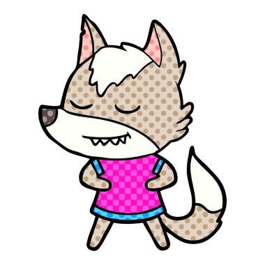 vektör çizim dostu karikatür kurt