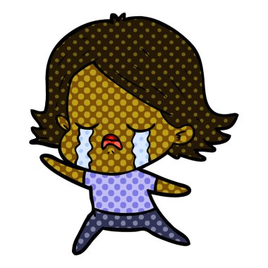 vektör çizim karikatür kız ağlıyor