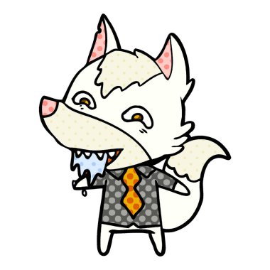 çizgi film aç kurt office giysili