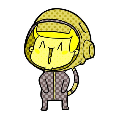 mutlu karikatür astronot vektör çizim