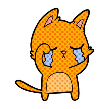 vektör çizim karikatür kedi ağlama