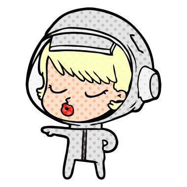 çizgi film güzel astronot kız yolu işaret