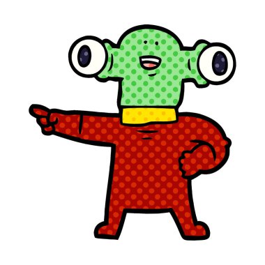 Dostu karikatür uzaylı işaret