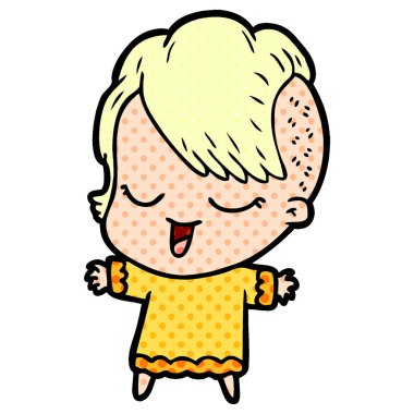 mutlu çizgi film kız vektör çizim