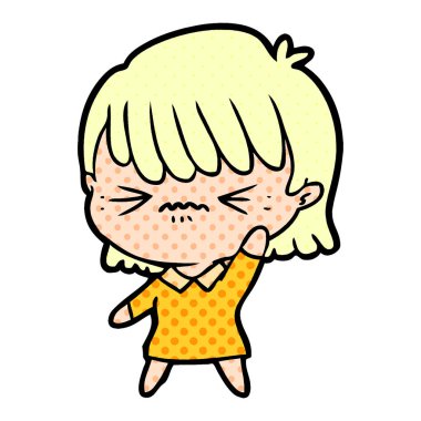 rahatsız çizgi film kız vektör çizim