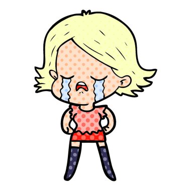 vektör çizim karikatür kız ağlıyor