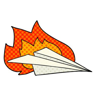 çizgi film yanan kağıt uçak