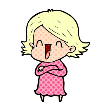 vektör çizim karikatür mutlu kadın