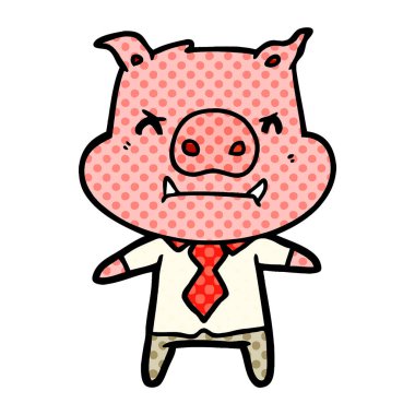 kızgın çizgi film domuz vektör çizim