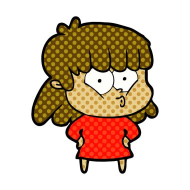 vektör çizim karikatür kız ıslık