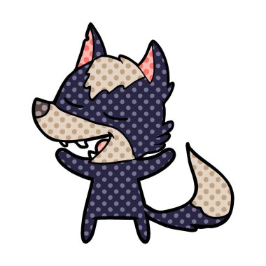 vektör çizim karikatür kurt gülen