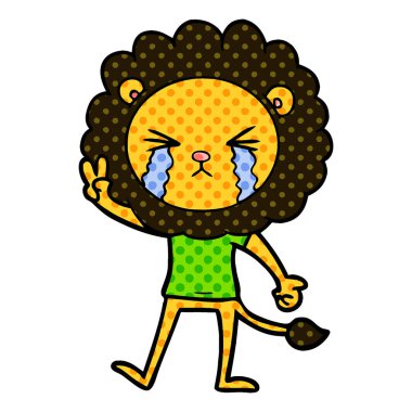 barış işareti veren aslan ağlıyor çizgi film