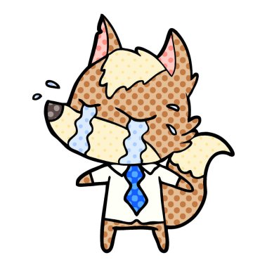 çizgi film ağlayan kurt iş elbiseleri giyiyor