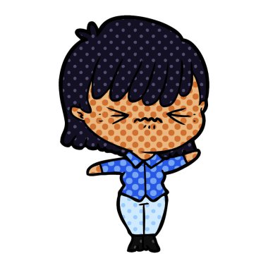 rahatsız çizgi film kız vektör çizim