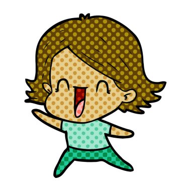 vektör çizim karikatür mutlu kadın