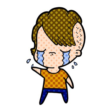 Ağlayan kızın vektör çizimi