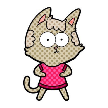 vektör çizim karikatür mutlu kedi