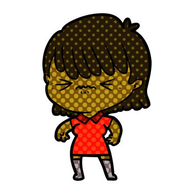 rahatsız çizgi film kız vektör çizim